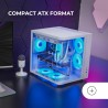 Mars Gaming MC-CURV, Boîtier Gaming ATX, Triple Verre Trempé Courbé Continu l’Avant et sur Le Côté, Structure à Double Chambre, 
