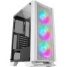 Mars Gaming MCCW, Boîtier PC ATX, Panneau Avant Metal-Mesh, Verre Trempé, 3 Ventilateurs Frontaux FRGB 120mm, Blanc