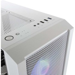 Mars Gaming MCCW, Boîtier PC ATX, Panneau Avant Metal-Mesh, Verre Trempé, 3 Ventilateurs Frontaux FRGB 120mm, Blanc
