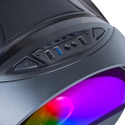 Mars Gaming MC-Cylon, Boîtier Gaming MicroATX, Design Cylindrique de Turbine, Verre Trempé et Fenêtre Supérieure Panoramique Cou