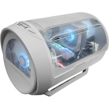 Mars Gaming MC-Cylon, Boîtier Gaming MicroATX, Design Cylindrique de Turbine, Verre Trempé et Fenêtre Supérieure Panoramique Cou