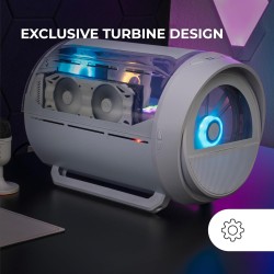 Mars Gaming MC-Cylon, Boîtier Gaming MicroATX, Design Cylindrique de Turbine, Verre Trempé et Fenêtre Supérieure Panoramique Cou