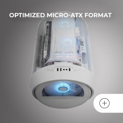 Mars Gaming MC-Cylon, Boîtier Gaming MicroATX, Design Cylindrique de Turbine, Verre Trempé et Fenêtre Supérieure Panoramique Cou