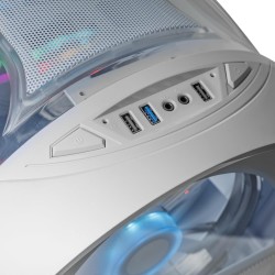 Mars Gaming MC-Cylon, Boîtier Gaming MicroATX, Design Cylindrique de Turbine, Verre Trempé et Fenêtre Supérieure Panoramique Cou