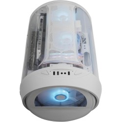 Mars Gaming MC-Cylon, Boîtier Gaming MicroATX, Design Cylindrique de Turbine, Verre Trempé et Fenêtre Supérieure Panoramique Cou