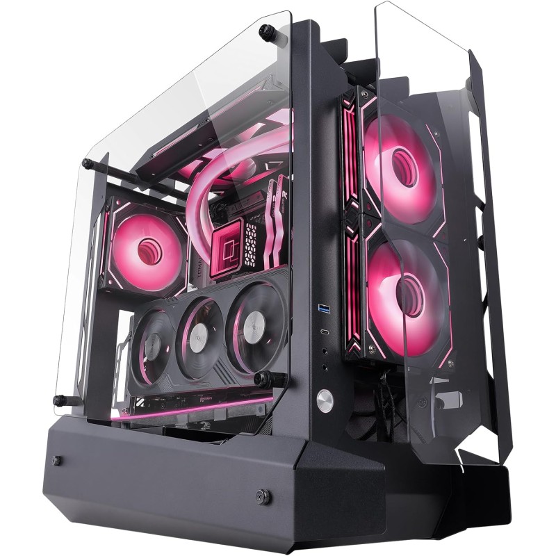 Mars Gaming MC-Edge, Boîtier Gaming ATX, Design Open Air, Triple Panneau Verre Trempé, Boîtier PC Moyen Tour, Support Refroidiss