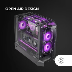 Mars Gaming MC-Edge, Boîtier Gaming ATX, Design Open Air, Triple Panneau Verre Trempé, Boîtier PC Moyen Tour, Support Refroidiss