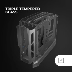 Mars Gaming MC-Edge, Boîtier Gaming ATX, Design Open Air, Triple Panneau Verre Trempé, Boîtier PC Moyen Tour, Support Refroidiss