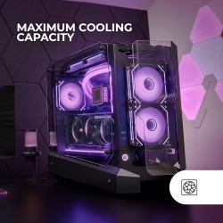 Mars Gaming MC-Edge, Boîtier Gaming ATX, Design Open Air, Triple Panneau Verre Trempé, Boîtier PC Moyen Tour, Support Refroidiss