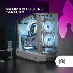 Mars Gaming MC-Edge, Boîtier Gaming ATX, Design Open Air, Triple Panneau Verre Trempé, Boîtier PC Moyen Tour, Support Refroidiss