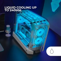 Mars Gaming MC-Edge, Boîtier Gaming ATX, Design Open Air, Triple Panneau Verre Trempé, Boîtier PC Moyen Tour, Support Refroidiss