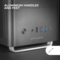 Mars Gaming MC-Elite, Boîtier PC Micro-ATX Métal Haute Performance, Design Mesh Latéral et Supérieur, 3 Ventilateur FDB, Mini To