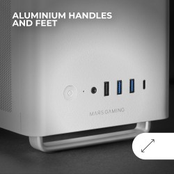 Mars Gaming MC-ELITE, Boîtier PC Micro-ATX Métal Haute Performance, Design Mesh Latéral et Supérieur, 3 Ventilateur FDB, Mini To