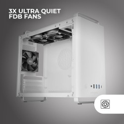 Mars Gaming MC-ELITE, Boîtier PC Micro-ATX Métal Haute Performance, Design Mesh Latéral et Supérieur, 3 Ventilateur FDB, Mini To