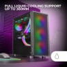 Mars Gaming MC-F, Moyen-Tour Gaming ATX, Fenêtre Verre Trempé, Façade Metal-Mesh, 4 Ventilateurs ARGB 120 mm, Noir
