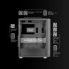Mars Gaming MC-F, Moyen-Tour Gaming ATX, Fenêtre Verre Trempé, Façade Metal-Mesh, 4 Ventilateurs ARGB 120 mm, Noir