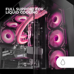 Mars Gaming MC-Fusion, Boîtier Gaming ATX, Fenêtre Latérale Complète et Façade Verre Trempé Courbé Continu, Semi-Tour PC Double 