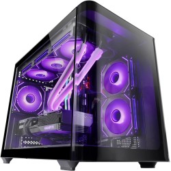 Mars Gaming MC-FUSIONM, Boîtier Gaming Micro-ATX, Fenêtre Latérale et Façade Verre Trempé Courbé Continu, Mini-Tour PC Double Ch