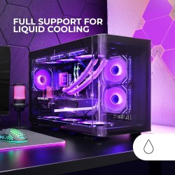 Mars Gaming MC-FUSIONM, Boîtier Gaming Micro-ATX, Fenêtre Latérale et Façade Verre Trempé Courbé Continu, Mini-Tour PC Double Ch