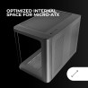 Mars Gaming MC-FUSIONM, Boîtier Gaming Micro-ATX, Fenêtre Latérale et Façade Verre Trempé Courbé Continu, Mini-Tour PC Double Ch