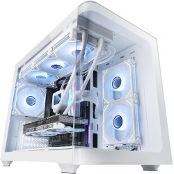 Mars Gaming MC-FUSIONM, Boîtier Gaming Micro-ATX, Fenêtre Latérale et Façade Verre Trempé Courbé Continu, Mini-Tour PC Double Ch