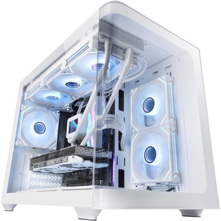 Mars Gaming MC-FUSIONM, Boîtier Gaming Micro-ATX, Fenêtre Latérale et Façade Verre Trempé Courbé Continu, Mini-Tour PC Double Ch