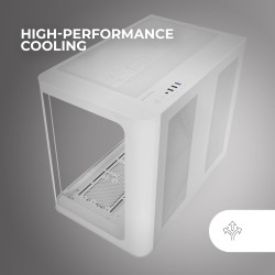 Mars Gaming MC-FUSION, Boîtier Gaming ATX, Fenêtre Latérale Complète et Façade Verre Trempé Courbé Continu, Semi-Tour PC Double 