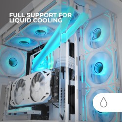 Mars Gaming MC-FUSION, Boîtier Gaming ATX, Fenêtre Latérale Complète et Façade Verre Trempé Courbé Continu, Semi-Tour PC Double 