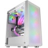 Mars Gaming MC-F, Moyen-Tour Gaming ATX, Fenêtre Verre Trempé, Façade Metal-Mesh, 4 Ventilateurs ARGB 120 mm, Blanc