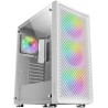 Mars Gaming MC-F, Moyen-Tour Gaming ATX, Fenêtre Verre Trempé, Façade Metal-Mesh, 4 Ventilateurs ARGB 120 mm, Blanc