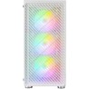 Mars Gaming MC-F, Moyen-Tour Gaming ATX, Fenêtre Verre Trempé, Façade Metal-Mesh, 4 Ventilateurs ARGB 120 mm, Blanc
