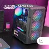 Mars Gaming MC-GEO, Boîtier Gaming ATX, 4X Ventilateurs FRGB Rainbow 12cm, Panneau Avant Mesh Géométrique, Fenêtre Verre Trempé,