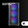 Mars Gaming MC-GEO, Boîtier Gaming ATX, 4X Ventilateurs FRGB Rainbow 12cm, Panneau Avant Mesh Géométrique, Fenêtre Verre Trempé,