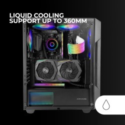 Mars Gaming MC-GEO, Boîtier Gaming ATX, 4X Ventilateurs FRGB Rainbow 12cm, Panneau Avant Mesh Géométrique, Fenêtre Verre Trempé,