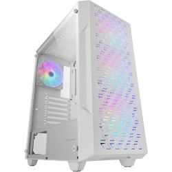 Mars Gaming MC-GEO, Boîtier Gaming ATX, 4X Ventilateurs FRGB Rainbow 12cm, Panneau Avant Mesh Géométrique, Fenêtre Verre Trempé,