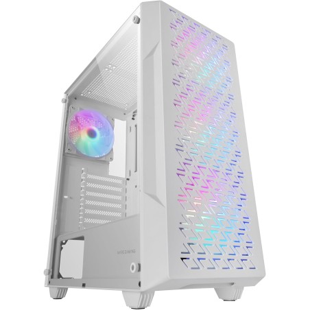 Mars Gaming MC-GEO, Boîtier Gaming ATX, 4X Ventilateurs FRGB Rainbow 12cm, Panneau Avant Mesh Géométrique, Fenêtre Verre Trempé,