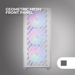 Mars Gaming MC-GEO, Boîtier Gaming ATX, 4X Ventilateurs FRGB Rainbow 12cm, Panneau Avant Mesh Géométrique, Fenêtre Verre Trempé,