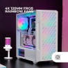 Mars Gaming MC-GEO, Boîtier Gaming ATX, 4X Ventilateurs FRGB Rainbow 12cm, Panneau Avant Mesh Géométrique, Fenêtre Verre Trempé,