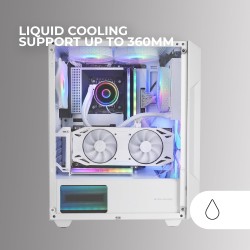 Mars Gaming MC-GEO, Boîtier Gaming ATX, 4X Ventilateurs FRGB Rainbow 12cm, Panneau Avant Mesh Géométrique, Fenêtre Verre Trempé,