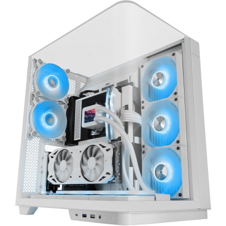 Mars Gaming MC-INFINIO, Boîtier Gaming ATX, Verre Trempé Courbé sans Cadre, 2X Ventilateurs ARGB 120mm, Montage Vertical Cartes 