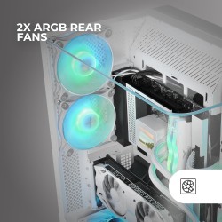 Mars Gaming MC-INFINIO, Boîtier Gaming ATX, Verre Trempé Courbé sans Cadre, 2X Ventilateurs ARGB 120mm, Montage Vertical Cartes 