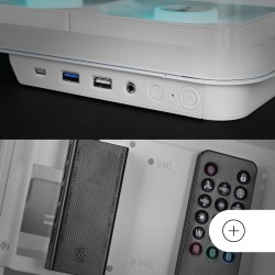 Mars Gaming MC-INFINIO, Boîtier Gaming ATX, Verre Trempé Courbé sans Cadre, 2X Ventilateurs ARGB 120mm, Montage Vertical Cartes 