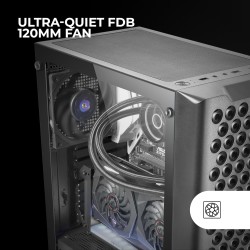 Mars Gaming MC-iPRO, Boîtier Professionnel ATX, Grille Frontale 3D Mesh, Fenêtre Latérale Verre Trempé, Ventilateur FDB Silencie