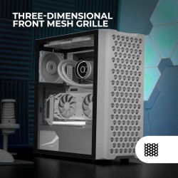 Mars Gaming MC-iPRO, Boîtier Professionnel ATX, Grille Frontale 3D Mesh, Fenêtre Latérale Verre Trempé, Ventilateur FDB Silencie