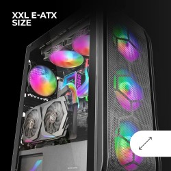 Mars Gaming MC-KX Noir, Premium E-ATX Gaming Tour, Freezer CPU System, 5 Ventilateurs ARGB Ultra-Silencieux, Contrôleur ARGB et 