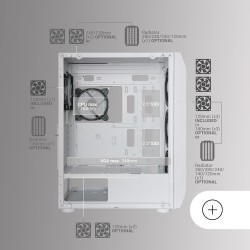 Mars Gaming MC-KX Blanc, Premium E-ATX Gaming Tour, Freezer CPU System, 5 Ventilateurs ARGB Ultra-Silencieux, Contrôleur ARGB et