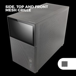 Mars Gaming MC-LCD, Boîtier PC Compact Micro-ATX, Ecran LCD IPS 8", Grille Latérale, Supérieure et Frontale Mesh, Fenêtre Latéra