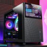 Mars Gaming MC-LCD, Boîtier PC Compact Micro-ATX, Ecran LCD IPS 8", Grille Latérale, Supérieure et Frontale Mesh, Fenêtre Latéra