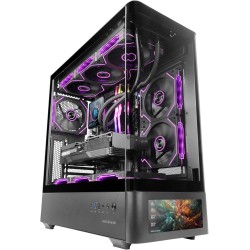 Mars Gaming MC-LCDPRO Boîtier Gaming ATX Écran LCD IPS 7.2" Personnalisable Verre Trempé Courbé Avant et Latéral Structure à Dou