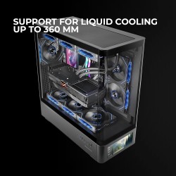 Mars Gaming MC-LCDPRO Boîtier Gaming ATX Écran LCD IPS 7.2" Personnalisable Verre Trempé Courbé Avant et Latéral Structure à Dou